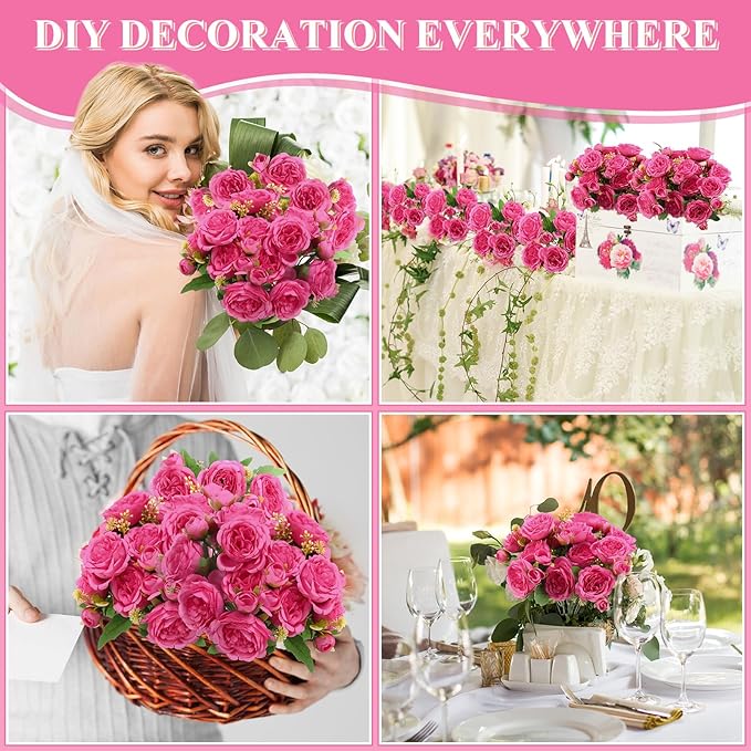 8 Bundles Artificial Peonies Flowers Boho Faux Flowers Arrangements #5