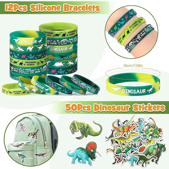 12 Sets Dinosaur Party Favors for Kids Birthday Magnifying Glasses