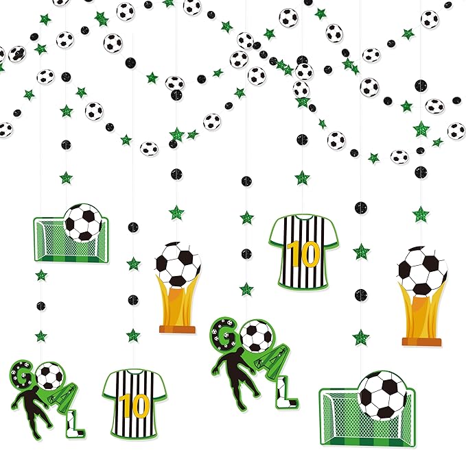 Soccer Party Decorations Black Green Circle Dot Star Soccer Sport