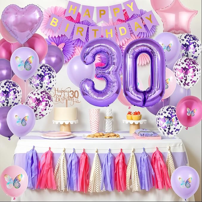30th Birthday Decorations for Her,Pink Purple 30th Birthday