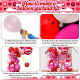 Valentines Day Balloon Arch Kit Hot Pink Red Balloon Garland with