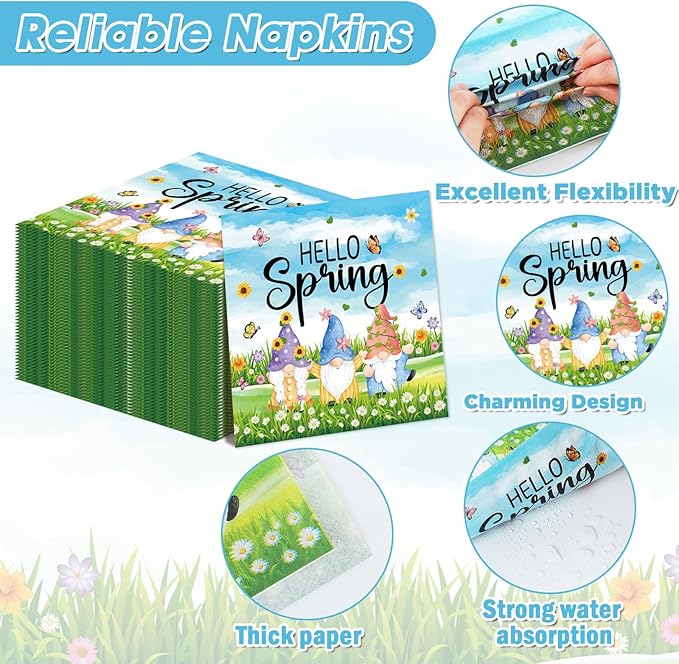 96pcs Spring Party Plates and Napkins Hello Spring Party Decorations