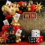 123Pcs Casino Balloon Arch Kit Red Black Gold Balloons with Large