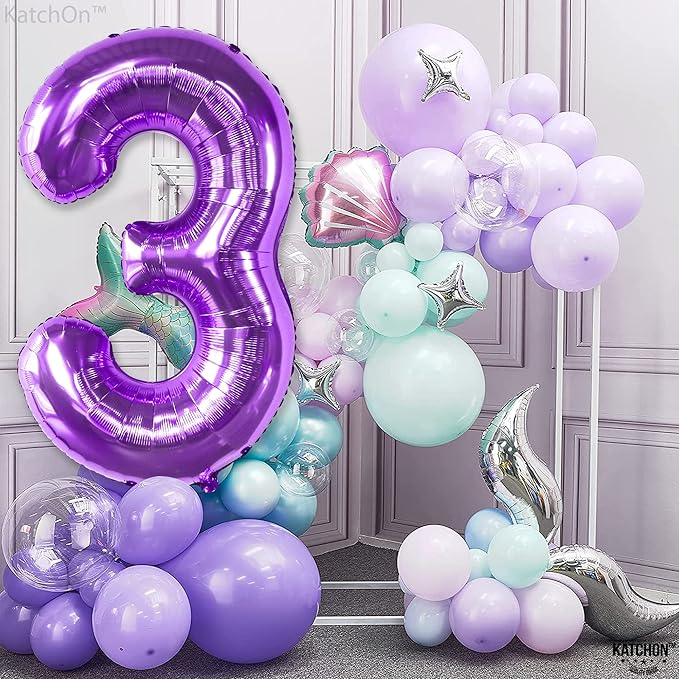 KatchOn, Giant Purple Number 3 Balloon - 40 Inch | 3rd Mylar Foil