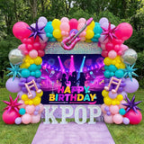 K-Pop Music themed Birthday Decorations & with Pink Purple Teal Yellow