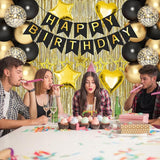 Black Gold Birthday Decorations Gold Party Decorations Set with