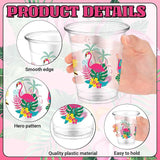 50 Pcs Summer Hawaiian Cups 12 oz Plastic Tropical Luau Glasses