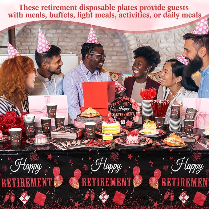 452 Pcs Retirement Party Decorations Supplies Set Include Red Black