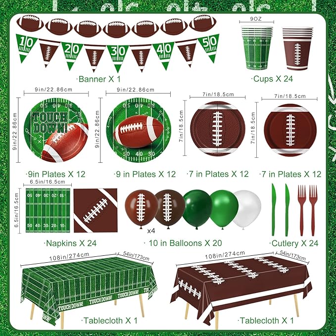 Football Party Decorations Includes Plates Napkins Cups Banner