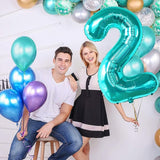 KatchOn Aqua Blue Number 2 Balloon - 40 Inch | Teal 2 Balloon Number,