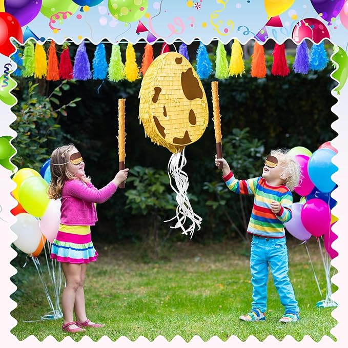 Lenwen Dinosaur Easter Egg Piñata 16 x 12 x 3 in Pull String Easter