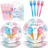 96PCS Ice Cream Gender Reveal Party Paper Tableware What's the Scoop