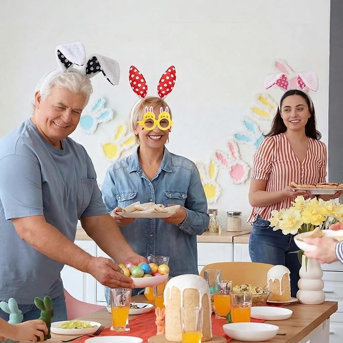 24 Pcs Easter Bunny Ears Headbands Glasses Set Easter Party Favor