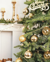DN DECONATION Gold Glass Christmas Ornaments, Set of 9, 3.15' Hanging