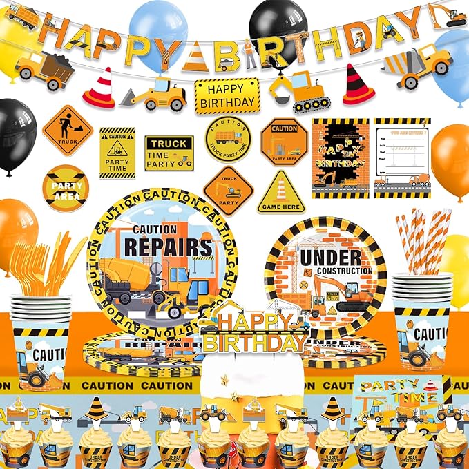 Construction Birthday Party Supplies 207 Pcs Dump Truck Party