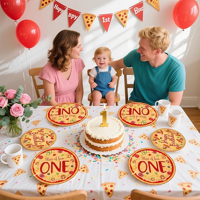 96Pcs Pizza One Birthday Party Decorations Pizza 1st Birthday Party