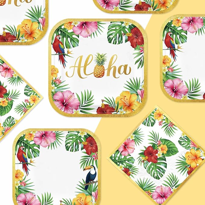 200Pcs Hawaiian Luau Party Decorations Aloha Tropical Hibiscus