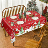 3PCS Christmas Tablecloth Red Rectangular Plastic Christmas