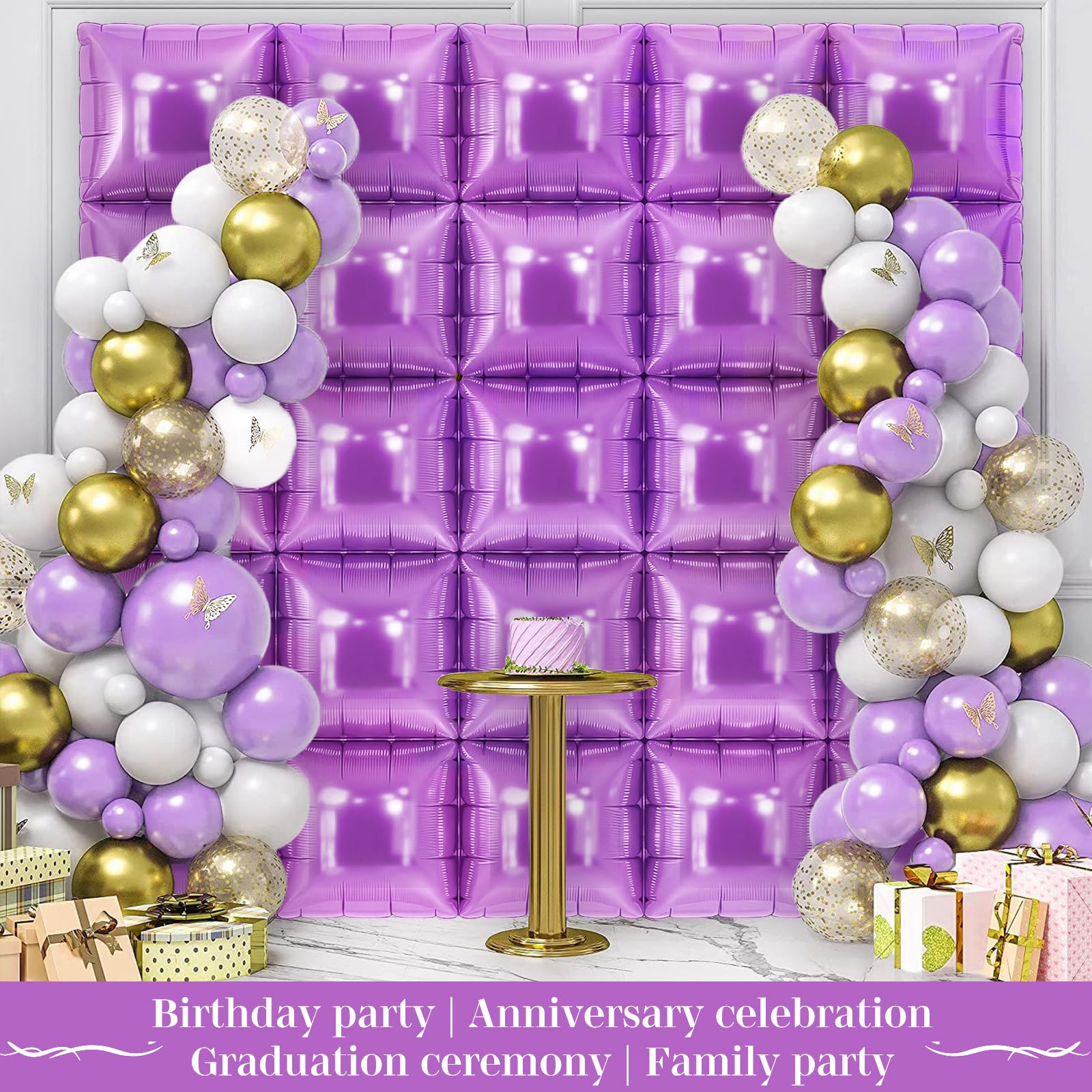 Light Purple Square Foil Balloons 25 Pcs Metallic Light Purple