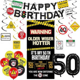 50th Birthday Decorations Men Women Caution Logos Happy 50th