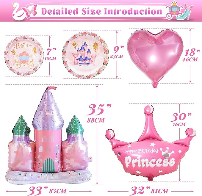 Party Spot! 208 PCS Princess Birthday Party Decorations For Girl 12