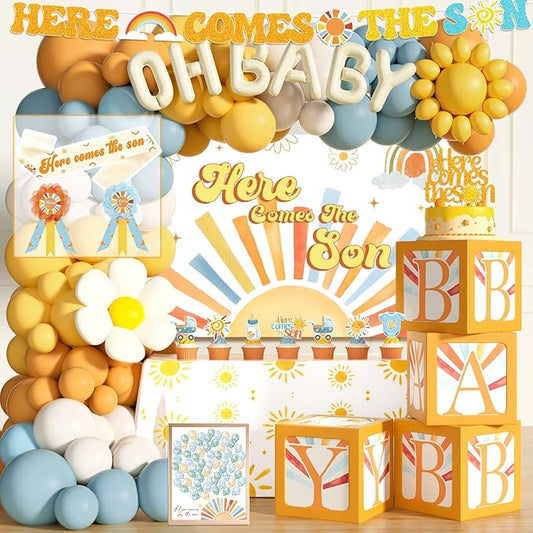 Here Comes the Son Baby Shower Decor 119 PCs Boys Boho Baby Shower