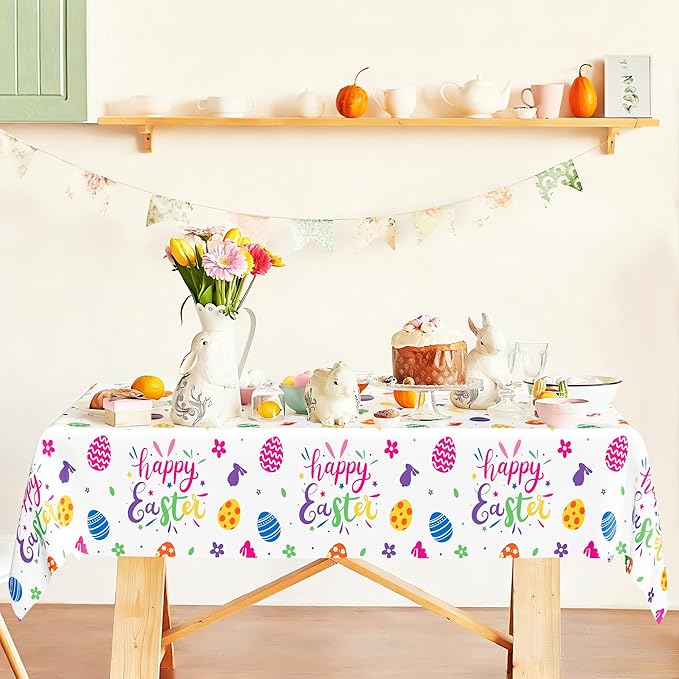 QZYL 12 Pack Easter Tablecloths Rectangular, 54" x 108" Disposable
