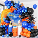 Black Orange Blue Balloon Arch Kit,Royal Blue Black Balloon Garland
