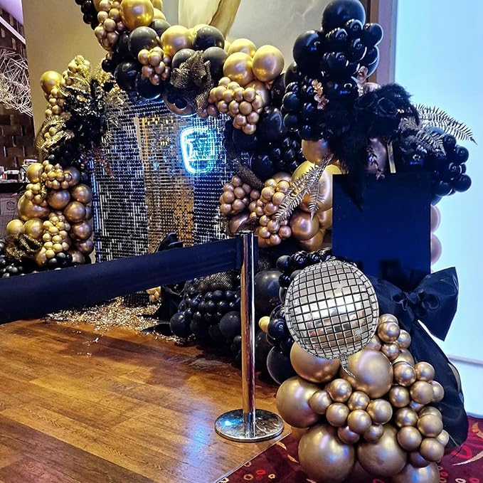 Black and Gold Balloons Garland Arch Kit 18 12 10 5 Inch Black