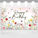 Avezano Wildflower Birthday Backdrop Girls Floral Birthday Banner
