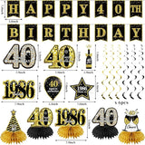 40th Birthday Decorations for Men Women 21pcs the Year 1986 Banner