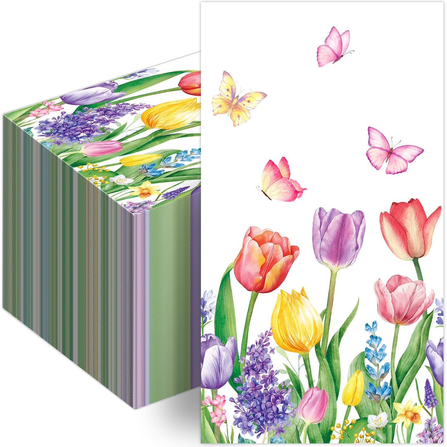 100 Spring Floral Disposable Paper Decorative Guest Napkins Watercolor