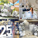 KARLURE White Silver Balloon Arch Kit Garland with Grey Clear