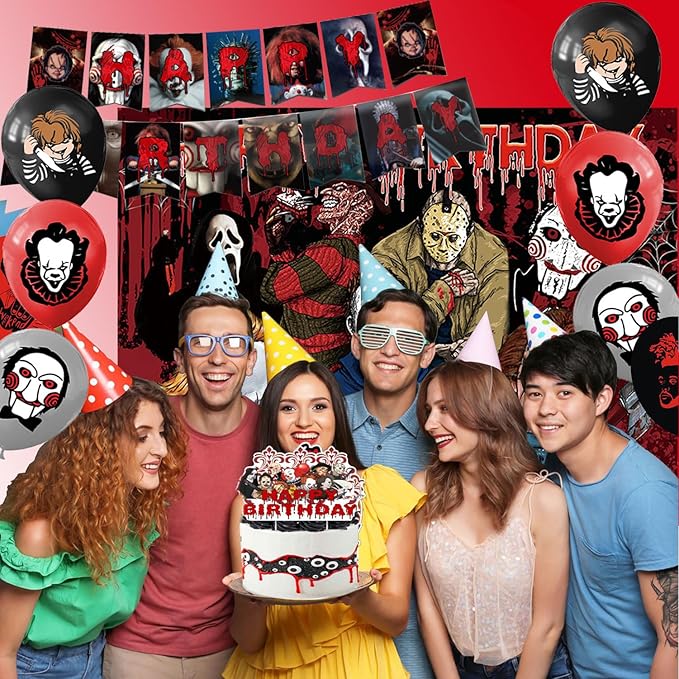 Horror Birthday Party Decorations 50 Pcs Halloween Theme Kit with