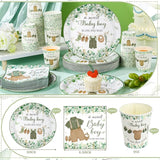 200 Pcs Greenery Baby Shower Paper Plates Napkins Cups Baby Shower