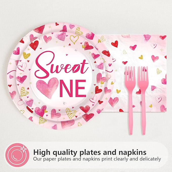 96Pcs Valentines 1st Birthday Party Decorations Valentine Sweet One