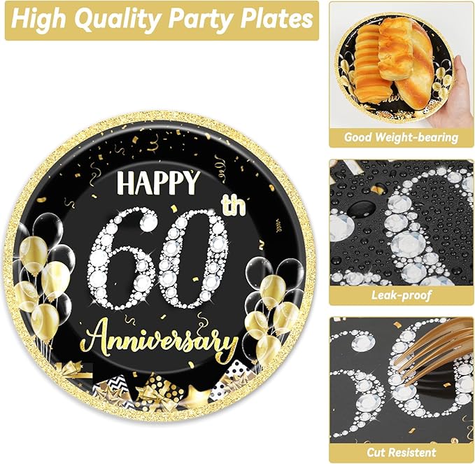 50 Guests 60th Anniversary Plates and Napkins Party Supplies 60th