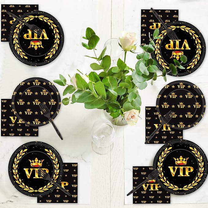 96 Pcs Vip Movie Night Party Supplies Paper Plates Napkins