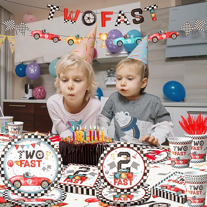 Two Fast Birthday Party Supplies 142pcs Race Car 2nd Birthday