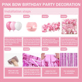 Pink Bow Birthday Decorations for Girls Women, Coquette Birthday