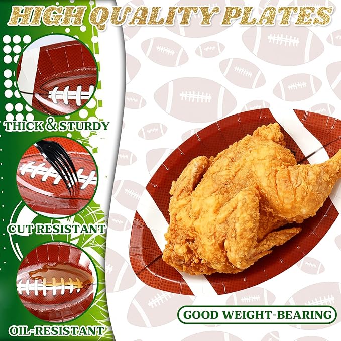 150 PCS Football Party Supplies Kit Contains 50 Football Plates