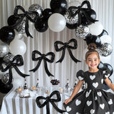 6pcs Black Bow Foil Balloons Bow Mylar Balloon Set for Coquette