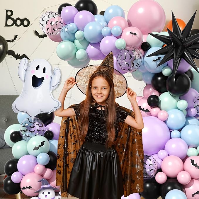 120 Pcs Halloween Balloon Arch Pink and Black Balloon Arch Kit
