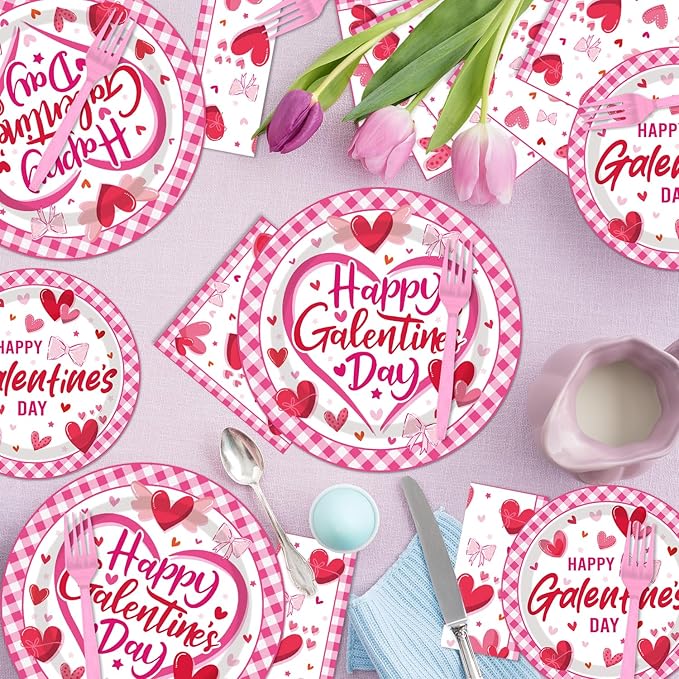 96PCS Galentine's Day Plates and Napkins Party Supplies Galentine's