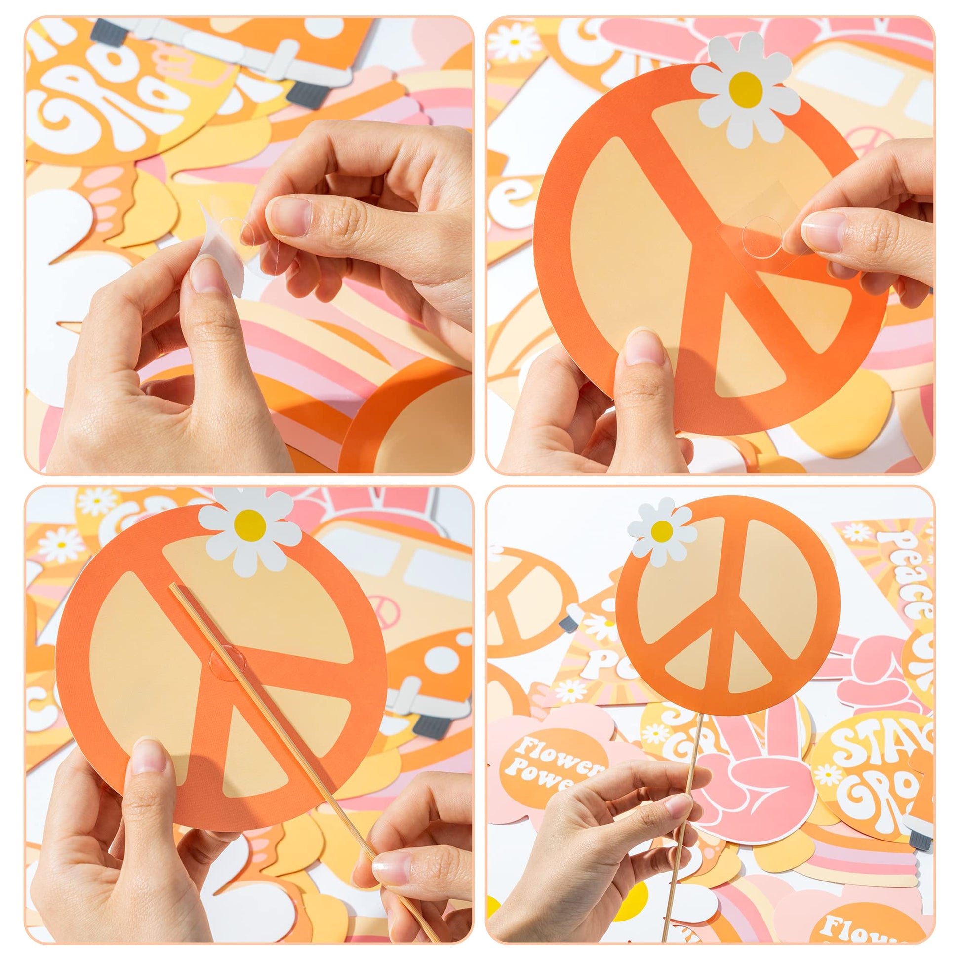 A1diee 30Pcs Groovy Retro Hippie Boho Party Centerpieces for Tables