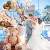 iLaFm 148pcs Brown Coffee Blue Balloons Garland Arch Kit, Boho Tan