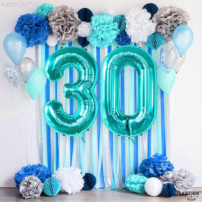 KatchOn, Huge Aqua Blue 0 Balloons - 40 Inch | Turquoise Balloons |