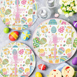 96Pcs Easter Paper Plates and Napkins Easter Eggs Themed Tableware