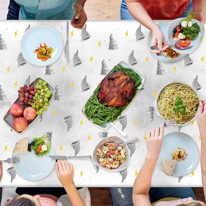 3Pcs Two Nado Party Tablecloths - Gray Tornado Birthday Party Table
