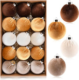 Gold Velvet Christmas Tree Ornaments - 15pcs Shatterproof Christmas